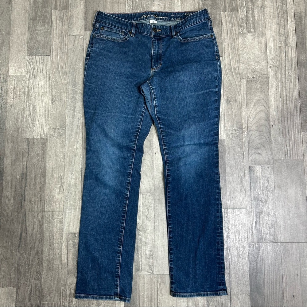 Eddie Bauer Women's Dark Indigo Curvy Stright Leg Denim Jeans 12S